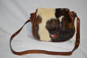 lot 5 image: Vintage Cowhide & Leather Handbag, Made in Italy