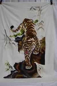 lot 60 image: Vietnamese Embroidered Tiger, Signed by Artist