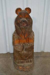 lot B-84 image: 3 Decorative Carved Wood Bear