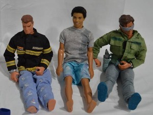 lot 90 image: Lot of 3 Vintage Action Figures, 1968, 1998, 2002