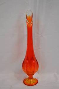 lot B-107 image: Mid-Century Viking Glass Swung Vase - Persimmon