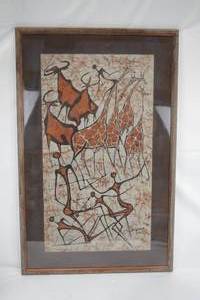 lot A-200 image: Signed, framed African Batik Wall Art