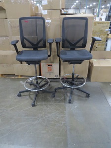 lot 33 image: 2 Chair Lot of Allsteel High Mesh Back Task Chair - Light Gray Fabric Seat