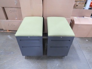 lot 37 image: 2 Piece Lot of 2 Drawer Padded Top Filing Cabinets - 15 x 23 x 24