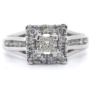 lot 19 image: 0.50 Carat Natural Diamond Square Halo Cathedral Ring VIDEO