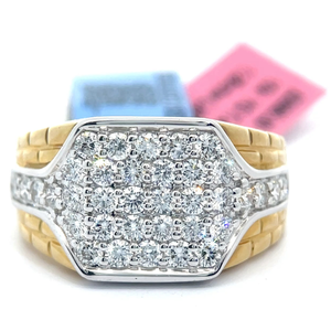 lot 15 image: NEW Gents 1.25 Carat PavDiamond Textured Brick Ring in Yellow Gold VIDEO