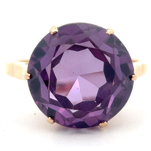 lot 16 image: 5 Carat Round Color-Changing Alexandrite Solitaire Filigree Crown Ring in 18k Yellow Gold VIDEO