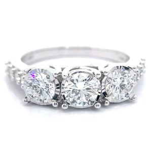 lot 8 image: NEW 1.50 Carat Diamond Three-Stone Past, Present & Future Trellis Ring in White Gold VIDEO