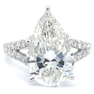 NEW! 5.80 Carat Pear Diamond Pavé Split Shank Cathedral Ring in 14k White Gold w/ Report *VIDEO*
