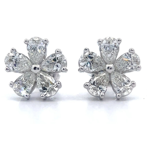 lot 17 image: NEW 1.50 Carat Diamond Flower Stud Earrings in 14k White Gold VIDEO