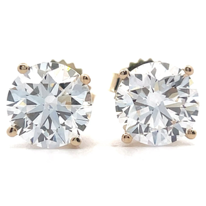 lot 3 image: NEW 4 Carat Diamond Solitaire Four-Prong Martini Stud Earrings w Report VIDEO