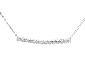 lot 23 image: NEW 0.25 Carat Pav Diamond Bar Pendant Layering Necklace in 14k White Gold VIDEO