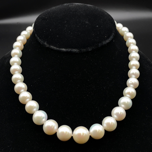 lot 6A image: White Pearl 10.75 - 12.75mm Necklace w 14k Gold Clasp $2,850 Retail VIDEO