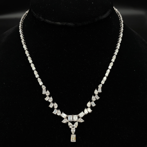 lot 4 image: NEW Sparkling 16 Carat Diamond Chandelier Y-Necklace in 14k White Gold VIDEO
