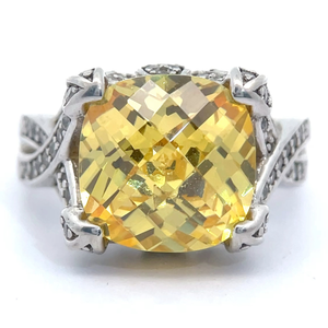 lot 40B image: Checkerboard Cut Citrine Infinity Symbol Split Shank Ring VIDEO