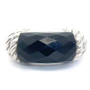 lot 38B image: Judith Ripka Faceted Onyx Nautical Twisted Rope Ring VIDEO