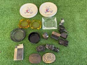 lot 287 image: Ashtrays, Pencil Sharpeners, Belt Buckles & Lighter