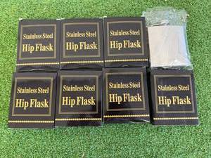 lot 297 image: 8 New 6oz Stainless Steel Hip Flasks