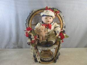 lot 49 image: (EC1) Sitting Porcelain Doll with C...