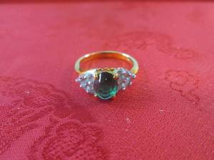 lot 52 image: (CNTR) 14K Gold Plated Ring with Gr...