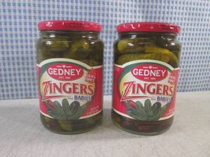 lot 183 image: (C-3) 2 Jars of Gedney Zingers Dill...