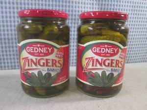 lot 184 image: (C-3) 2 Jars of Gedney Zingers Dill...