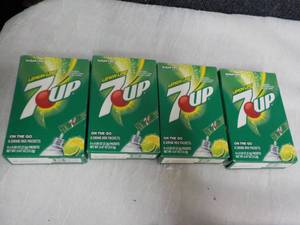 lot 202 image: 4 Boxes Lemon Lime 7 UP Drink Mix P...
