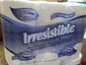 lot 244 image: 12 rolls 2 ply Irrestible Bath Tiss...