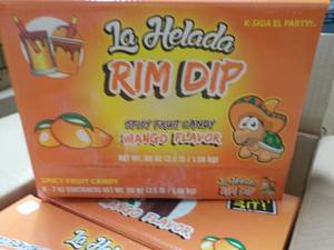 lot 256 image: 4 boxes LaHelada Rim Dip Mango Flav...
