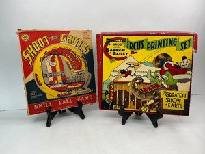 lot 92 image: Vintage Skill Ball Game & Ringling Bros. and Barnum & Bailey Circus Printing Set