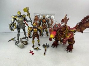 lot 196 image: Sabans Mystic Knights of Tir Na Nog Pyre Fire Dragon with Knight Angus & Two Garrett Action Figures