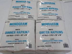 lot 233 image: 500 Monogram White Dinner Napkins...