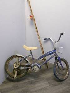 lot 176 image: Vintage bicyle and cane pole ...