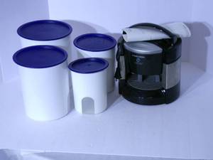 lot 143 image: Electric can opener and vintage tup...