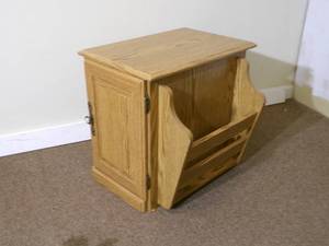 lot 36 image: Wooden Side Table w door and magaz...