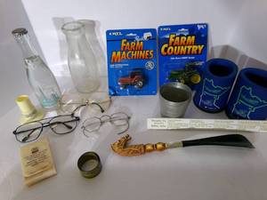 lot 51 image: Vintage Toy tractors, eye glasses, ...