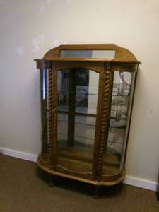 lot 2 image: Antique Curved Glass Cabinet 64x44x...