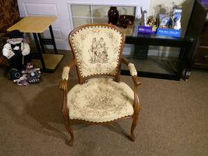 lot 3 image: Antique Wood Carved Chair 16 seat ...