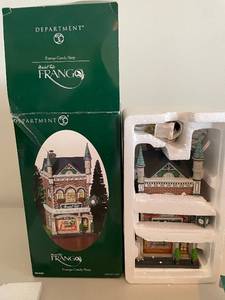 lot 4 image: Department 56 Frango Candy Shop and Frangos For You & I Figurines