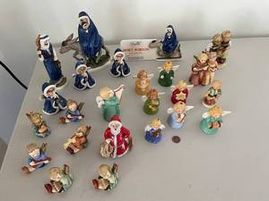 lot 29 image: Collection of about 25 Goebel Figures including Nativity and Janet Robson Angel Figurines