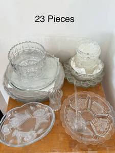 lot 48 image: Collection of 23 Glass Serving Pieces and Accessories