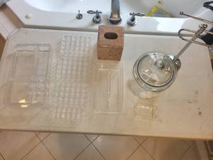 lot 94 image: Bathroom Accessories Set with Towels, Glass Jars, and Organizers