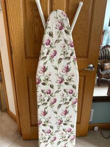 lot 103 image: Floral Pattern Ironing Board with White Frame
