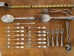 lot 130 image: Set of Stainless Steel Serving Utensils and Decorative Forks