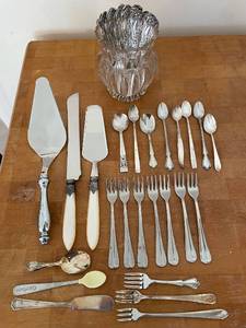 lot 136 image: Silver-Plated Flatware Collection with Serving Pieces