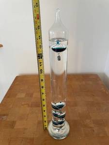 lot 137 image: 14-Inch Galileo Thermometer with Blue and Clear Glass