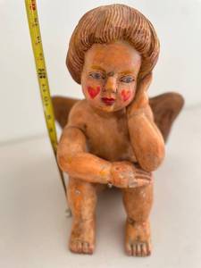 lot 180 image: Large Vintage Handcrafted Cherub Angel Statue with Wings