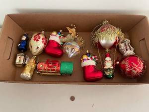 lot 193 image: Set of Christmas Ornaments Including Santas, Angels, and More