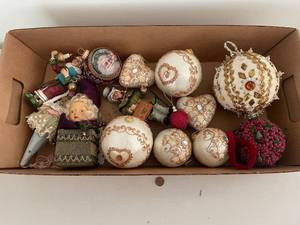 lot 194 image: Collection of Handmade Decorative Christmas Ornaments and Figurines