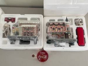 lot 227 image: Paperweight and Hawthorne Village Coca-Cola Holiday Lighted Buildings Set
